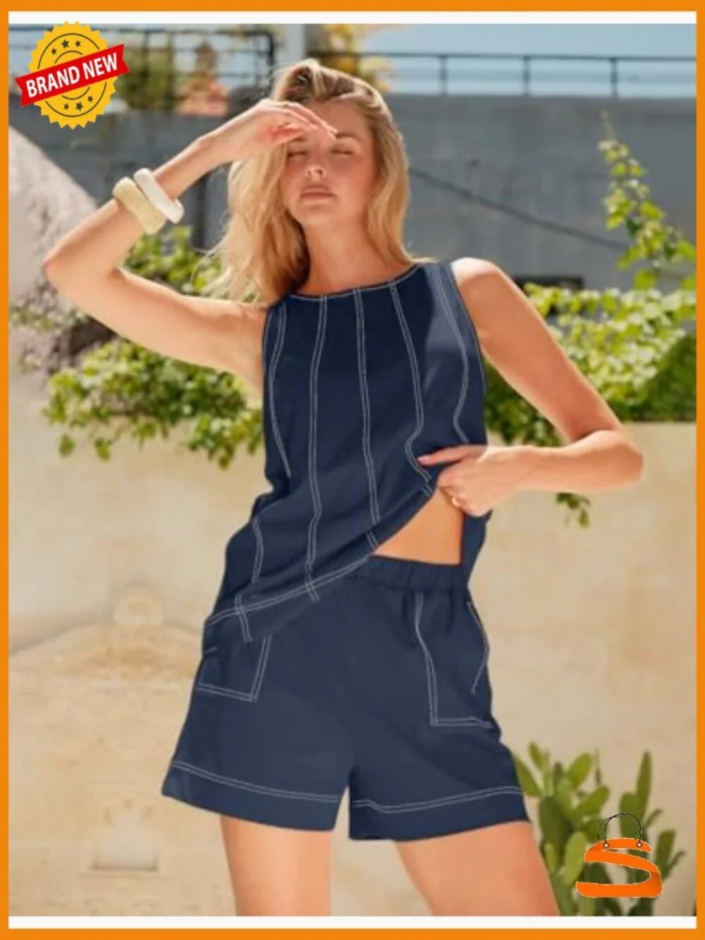 Women's 2 Piece Summer Tank Top and Shorts Matching Set Vacation Outfit